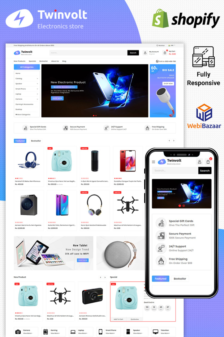 Twinvolt Electronic Shopify Theme #86112