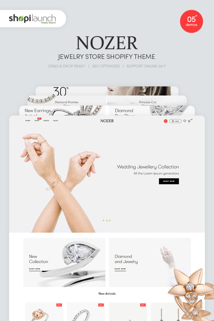 Nozer Jewelry Store Responsive Shopify Theme #87049