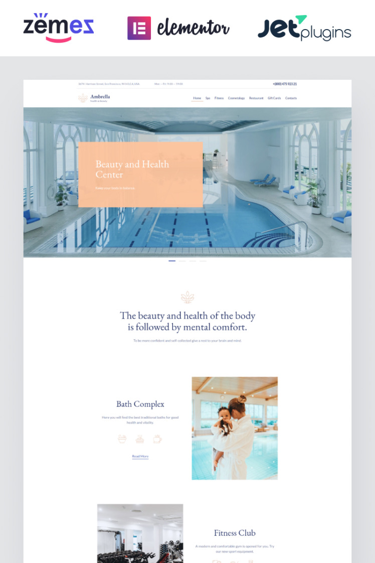 Ambrella Beauty and Wellness Website Template WordPress Theme