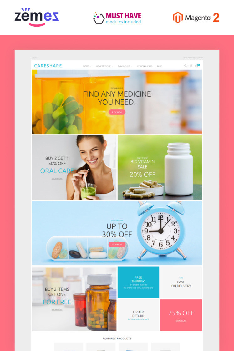 CareShare Medicine Online Website Magento Themes