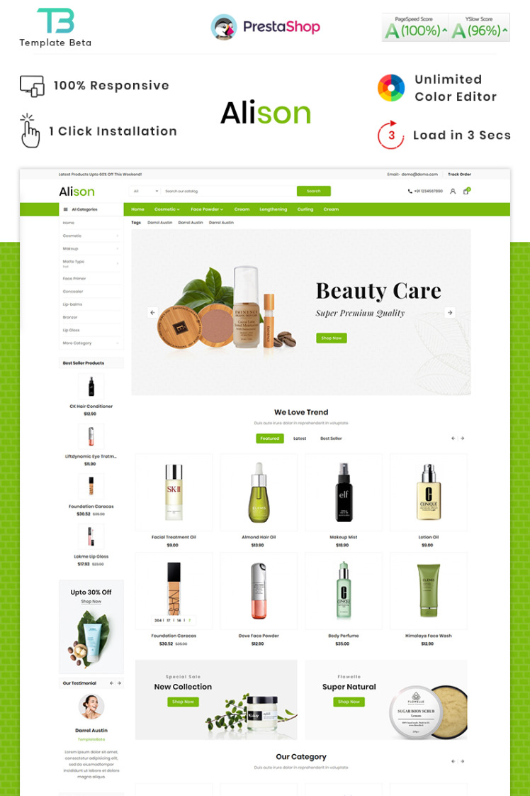 Alison Cosmetic Mega Store PrestaShop Themes
