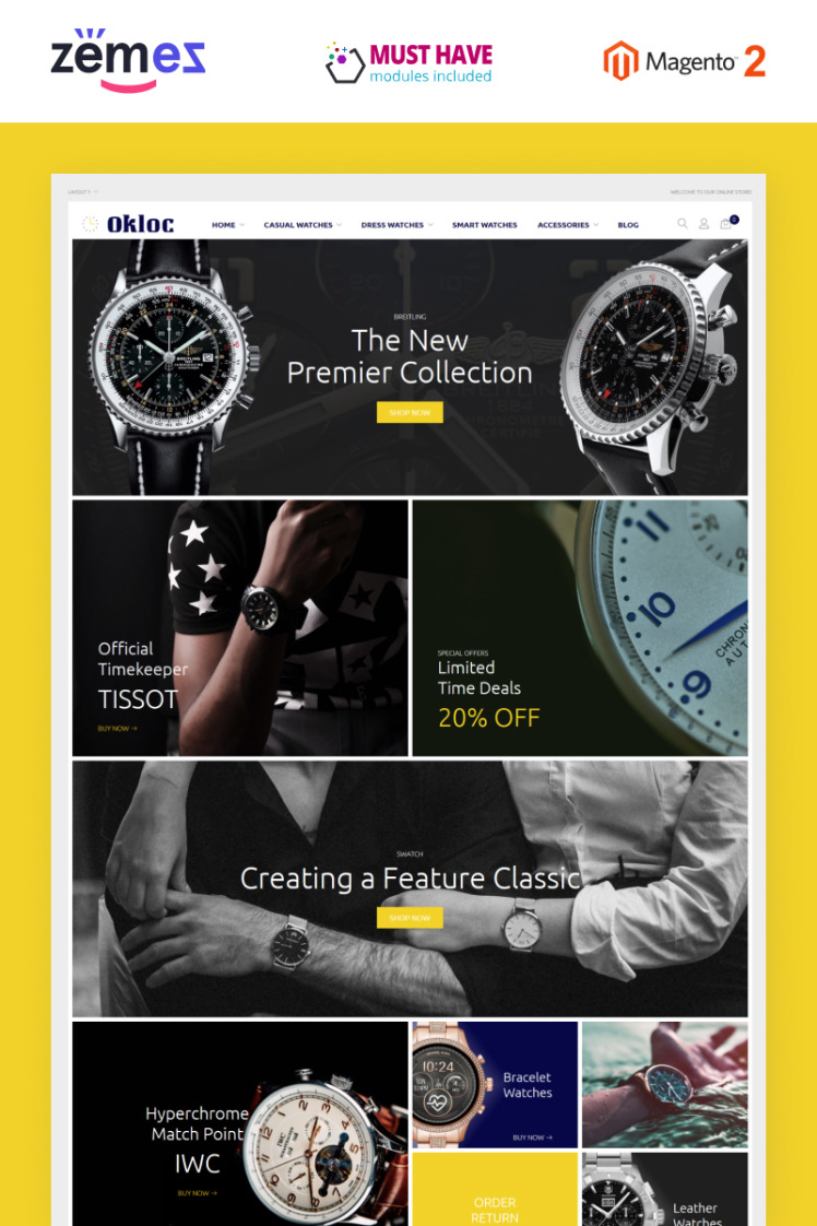 Okloc Watch Shop Magento Themes