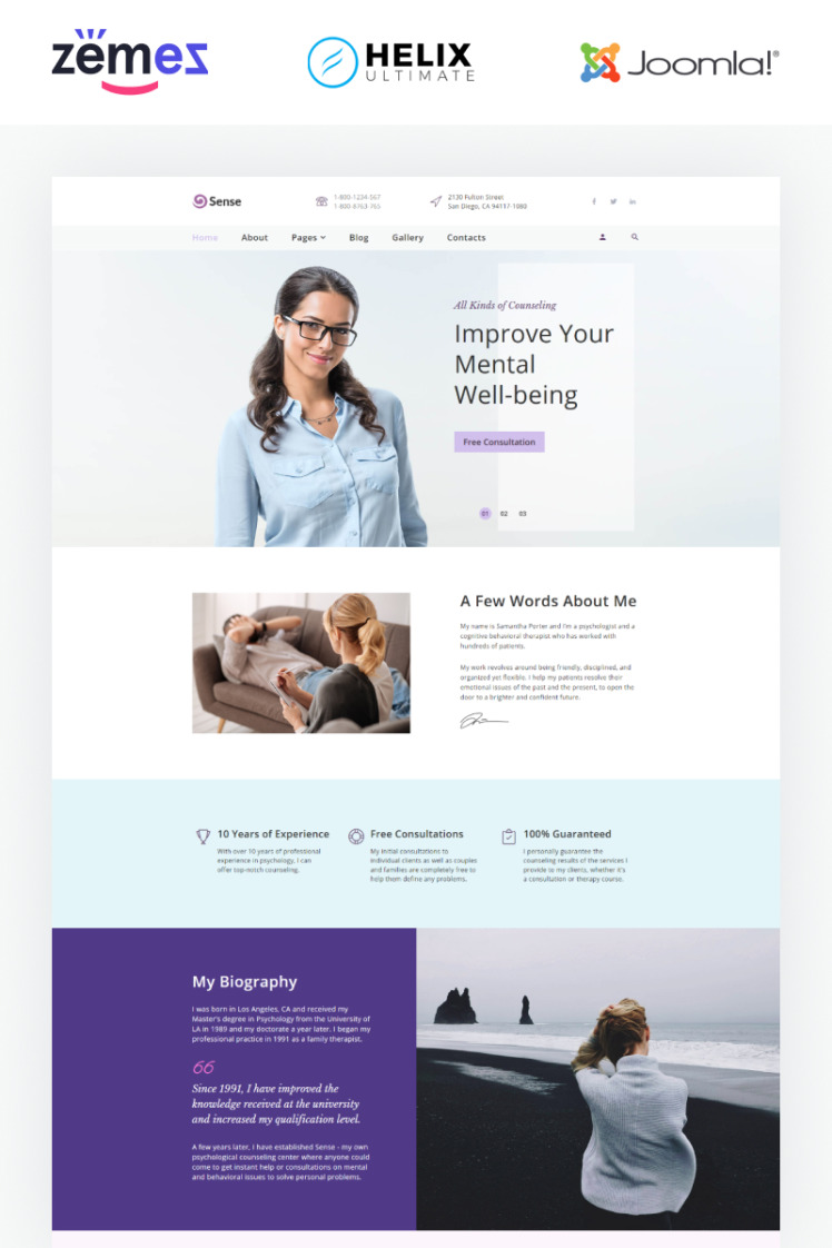 Sense Psychologist Multipage Clean Joomla Templates