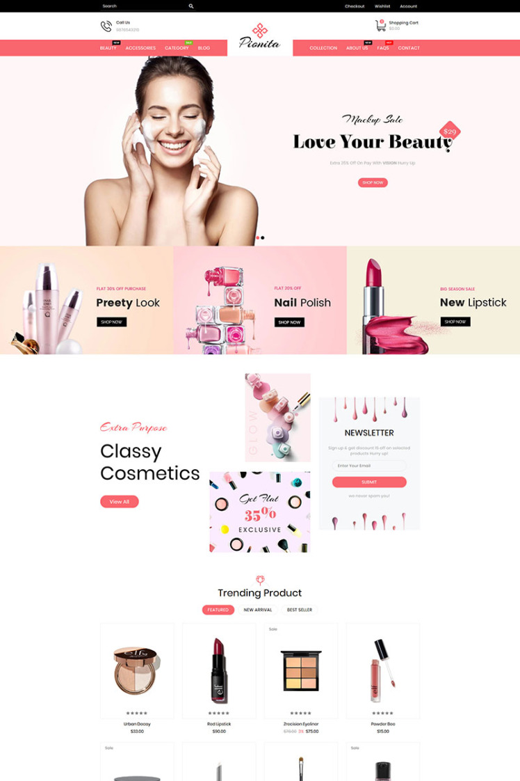 Pionita Cosmetics Shopify Themes