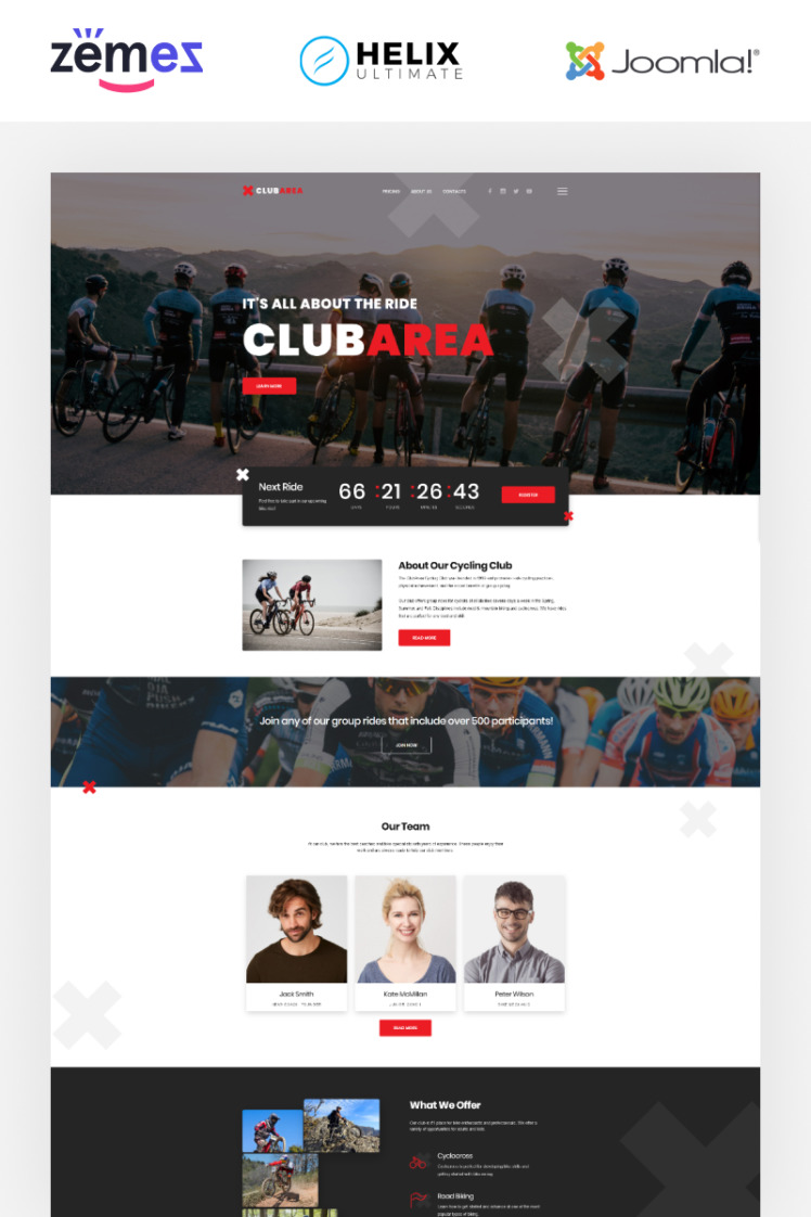 Club Area Cycling Club Creative Joomla Templates