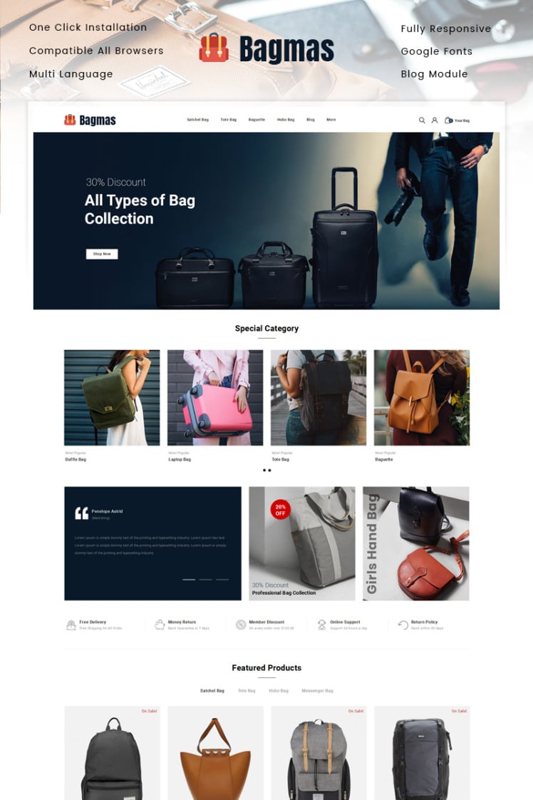 Bagmas Bag Store PrestaShop Themes