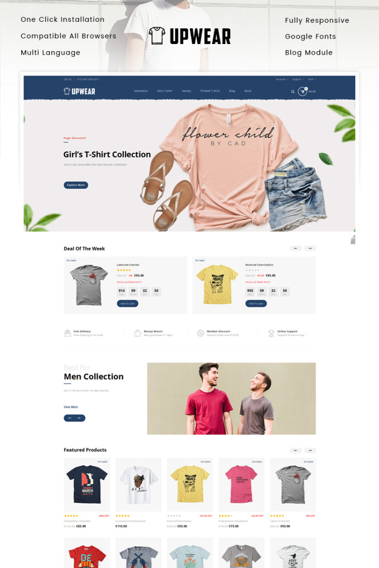 Upwear TShirts Store PrestaShop Themes