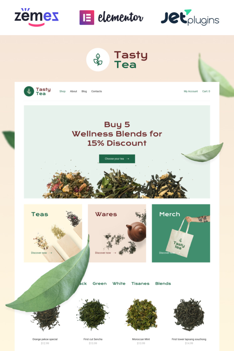 Tasty Tea Tea eCommerce Website Template WooCommerce Themes