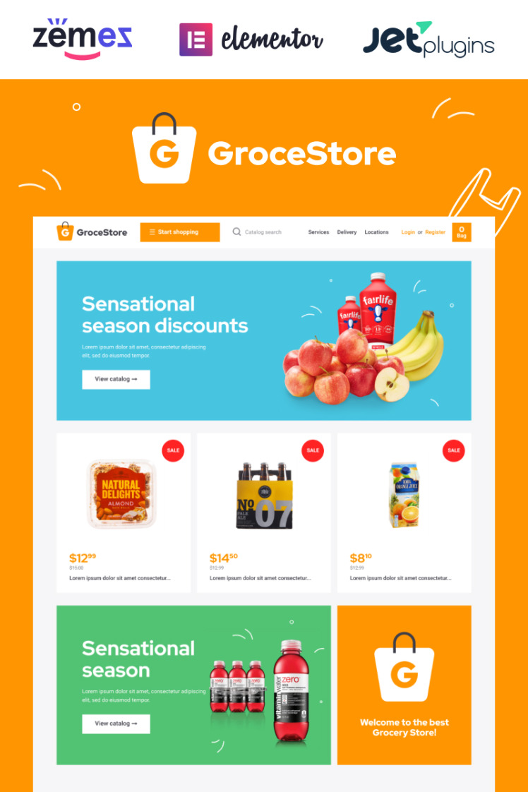GroceStore Bright And Attractive Grocery eCommerce Website WooCommerce Themes