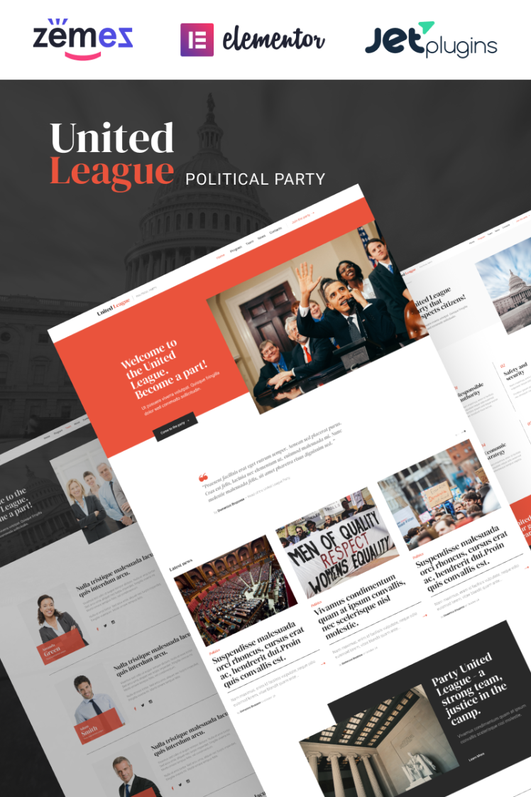 United League Solid And Reliable Political Campaign Template WordPress Theme