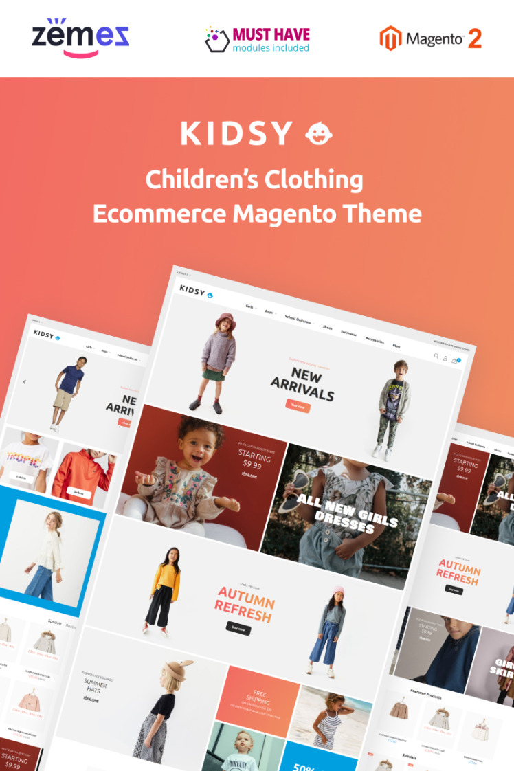 Kidsy Childrens Clothing Ecommerce Magento Themes