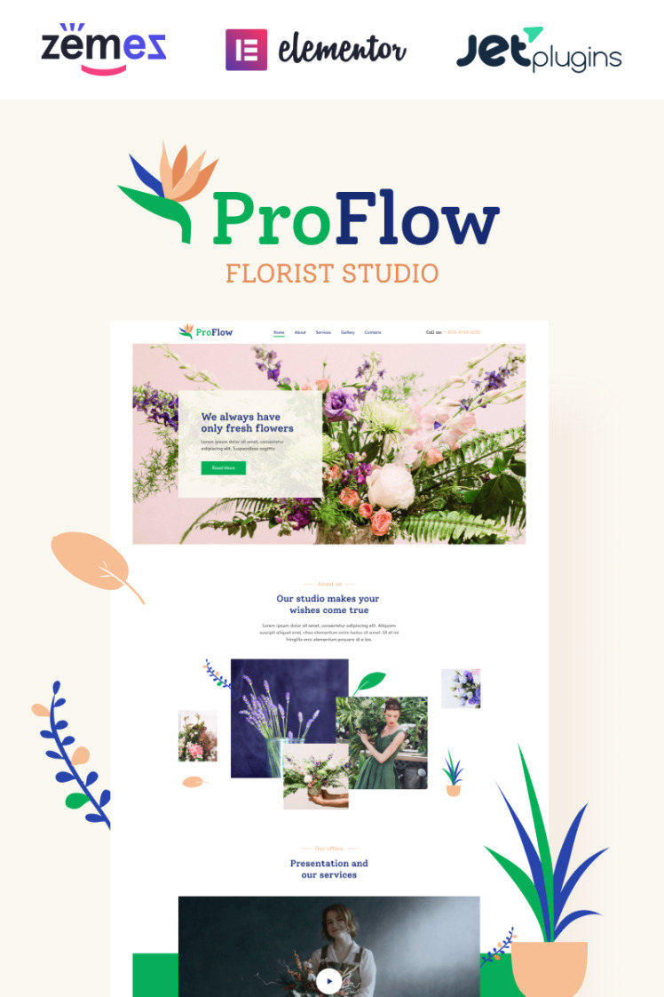 ProFlow Contemporary And Minimalistic Florist WordPress Theme