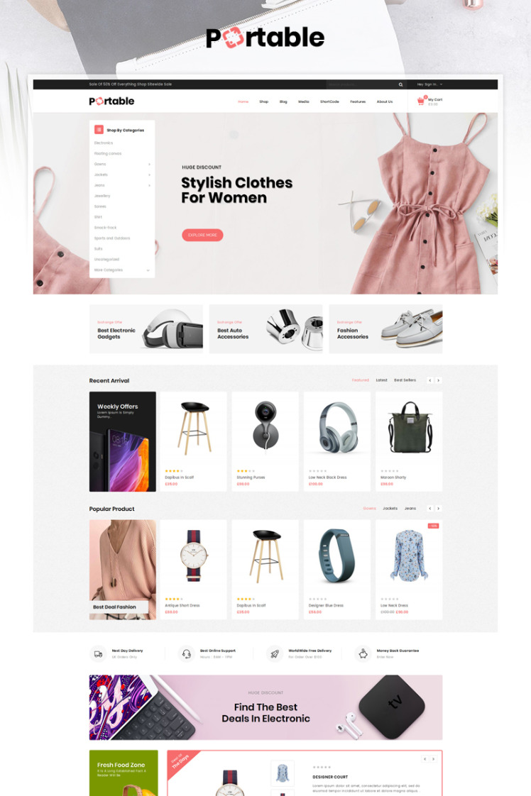 Portable MegaStore Responsive WooCommerce Theme
