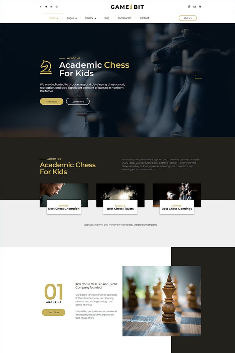 Checkmate - Tema WordPress para Clube de Xadrez e Jogos de