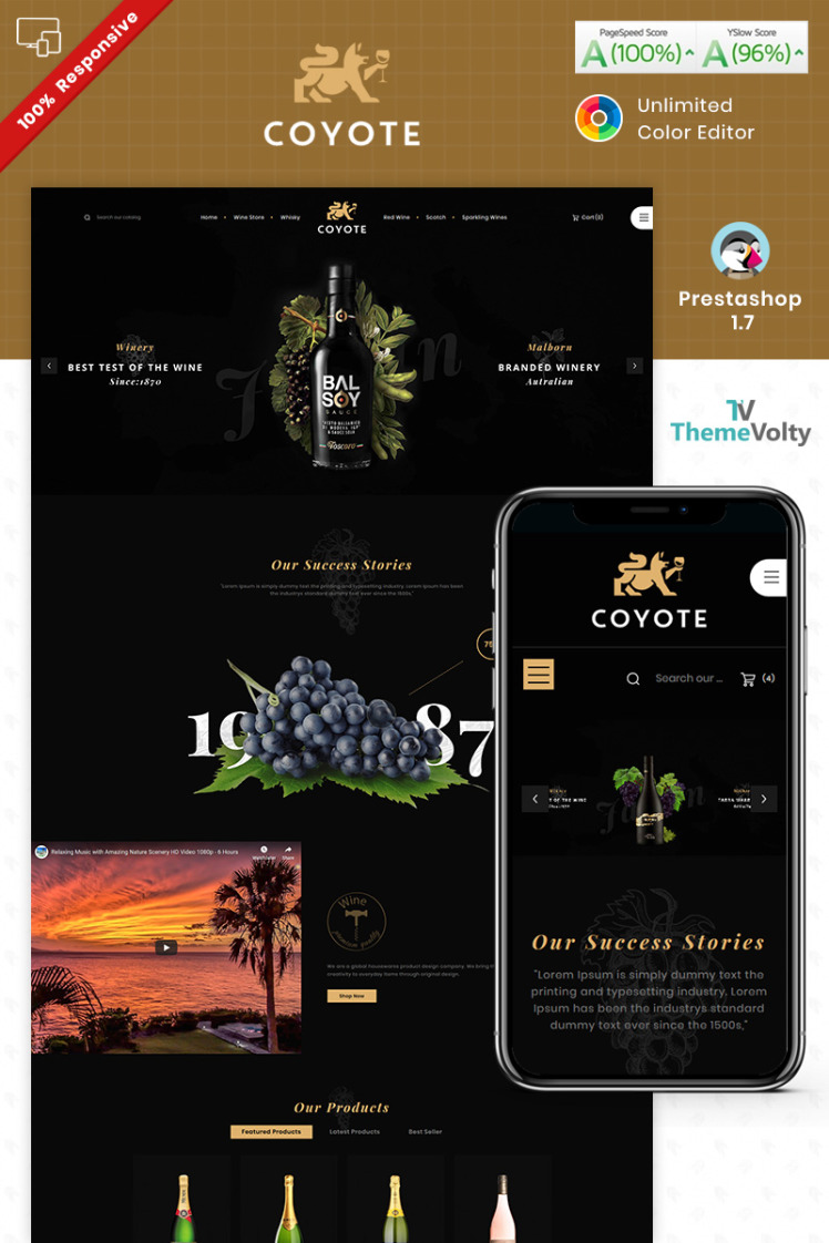 Covote Wine Alcohol Store PrestaShop Themes
