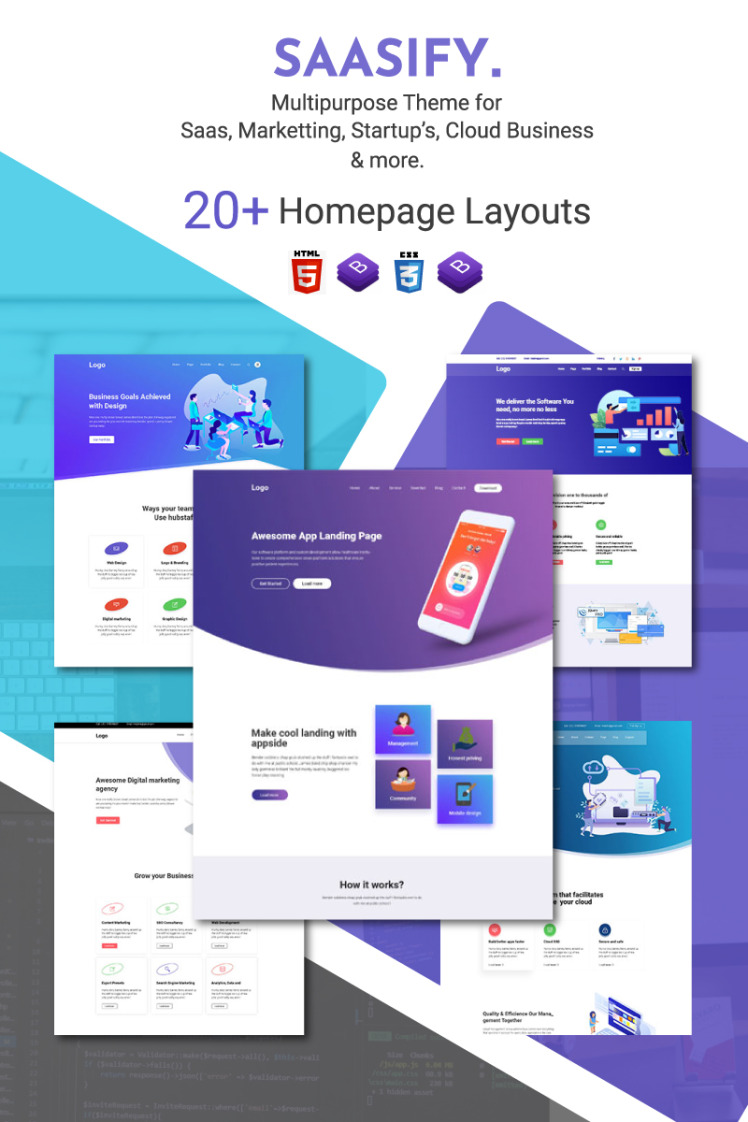 Saasify - HTML5 Multipurpose Responsive Website Template #94051