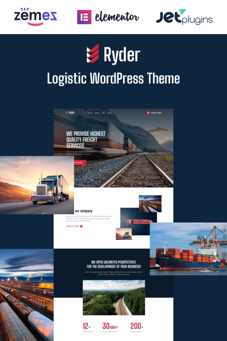 Ryder Logistic Website Design for Moving Companies WordPress Theme