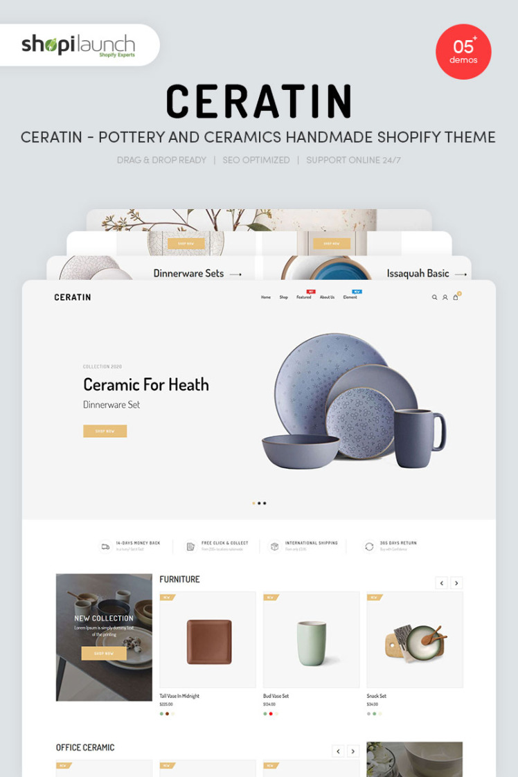 Ceratin Pottery and Ceramics Handmade Shopify Theme #94973