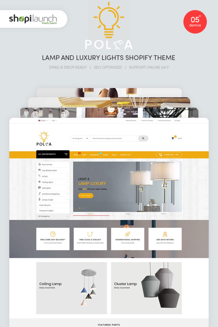 Polka Lamp and Luxury Lights Responsive Shopify Theme #95165