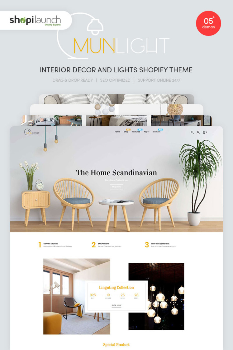 Munlight Interior Decor and Lights Shopify Theme