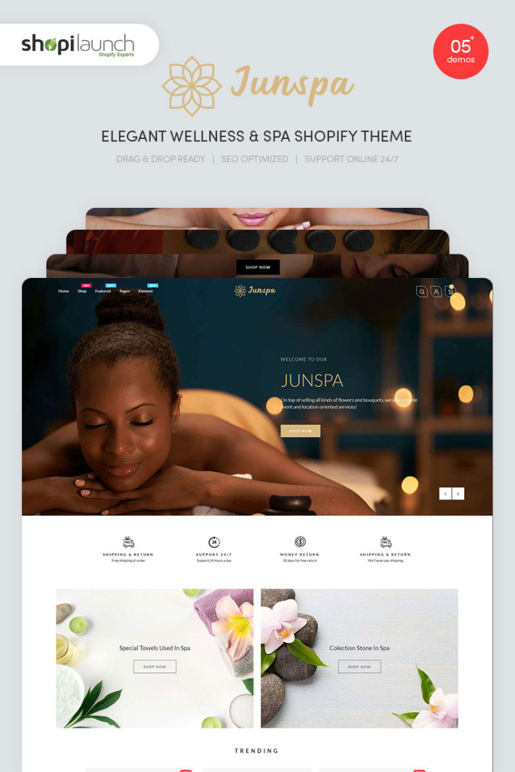 Junspa Elegant Wellness Spa Shopify Theme #96095