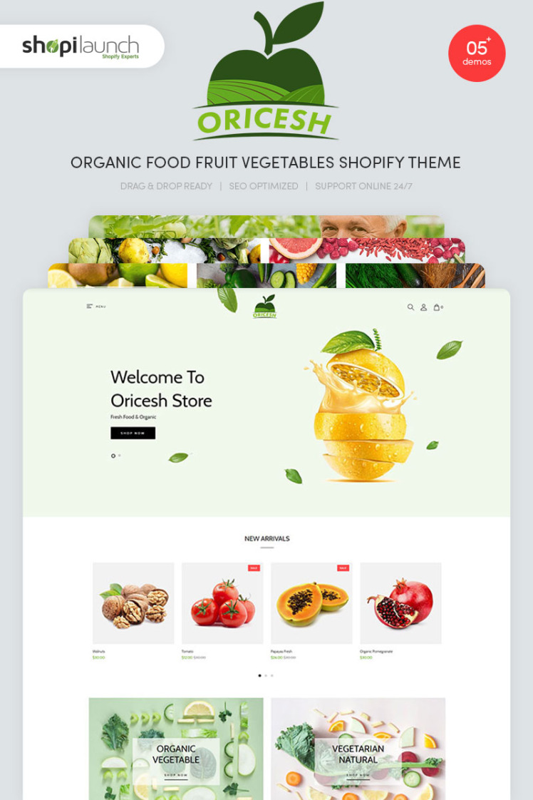Oricesh Organic Food Fruit Vegetables Shopify Theme #96975