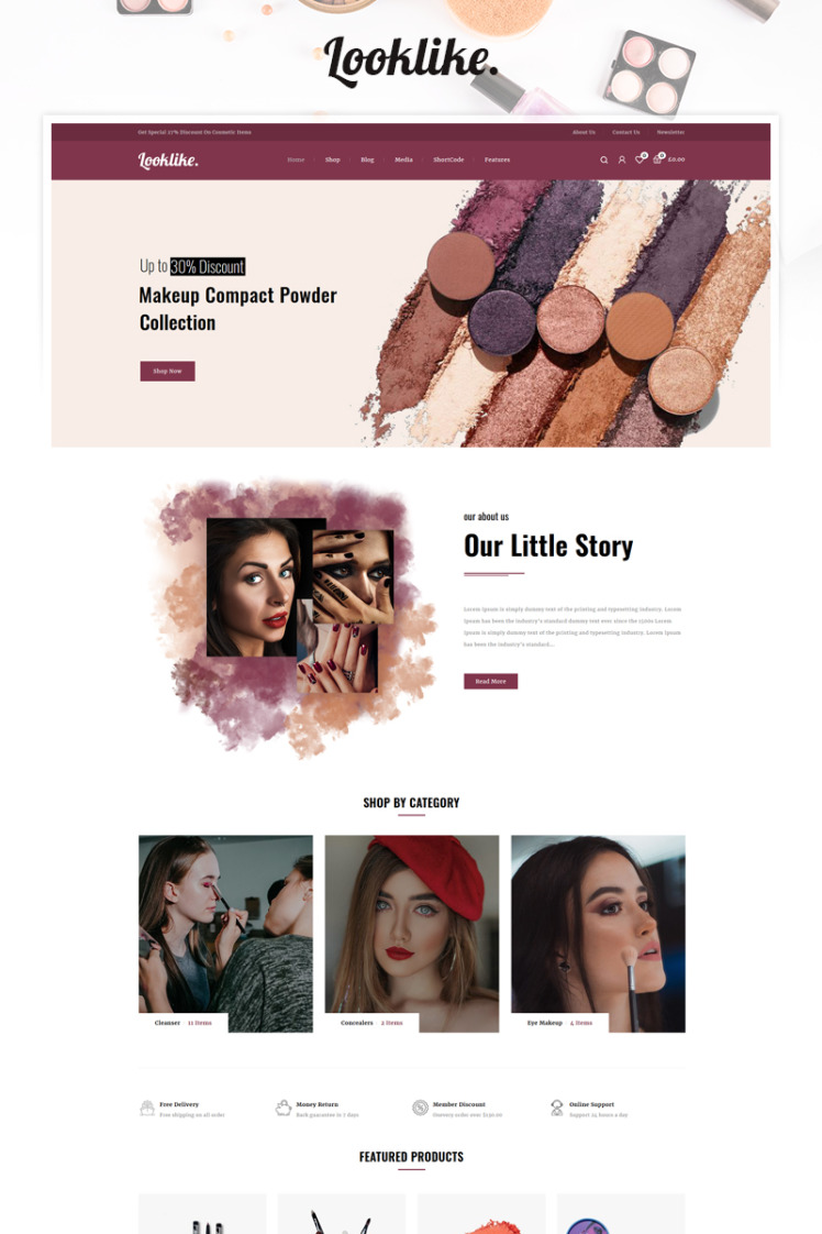 Looklike Cosmetics Store WooCommerce Theme