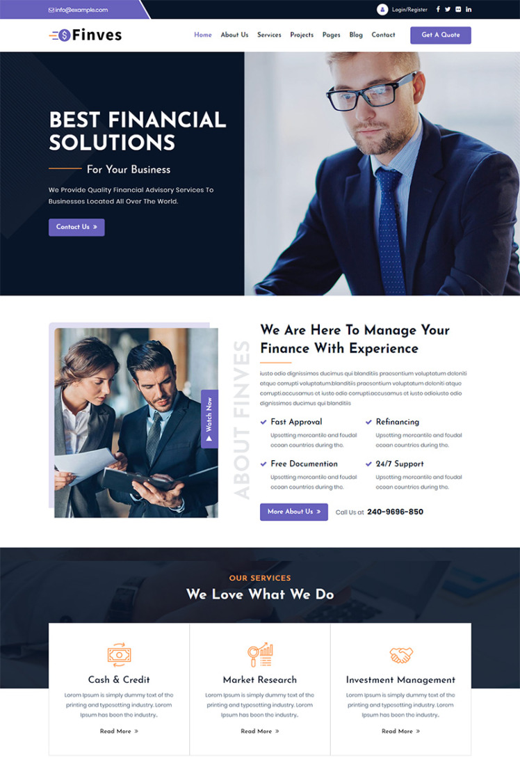 Finves - Financial Advisor Responsive HTML Website Template #97875