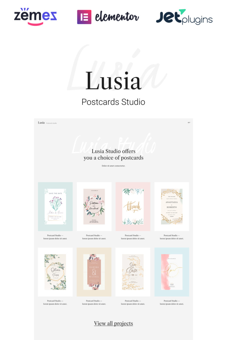 Lusia Card Design Website WordPress Theme