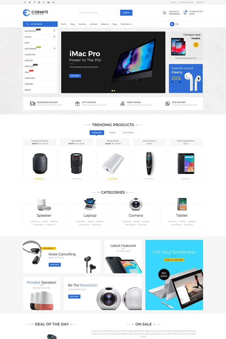 Cormite Electronics Store Shopify Theme #98476