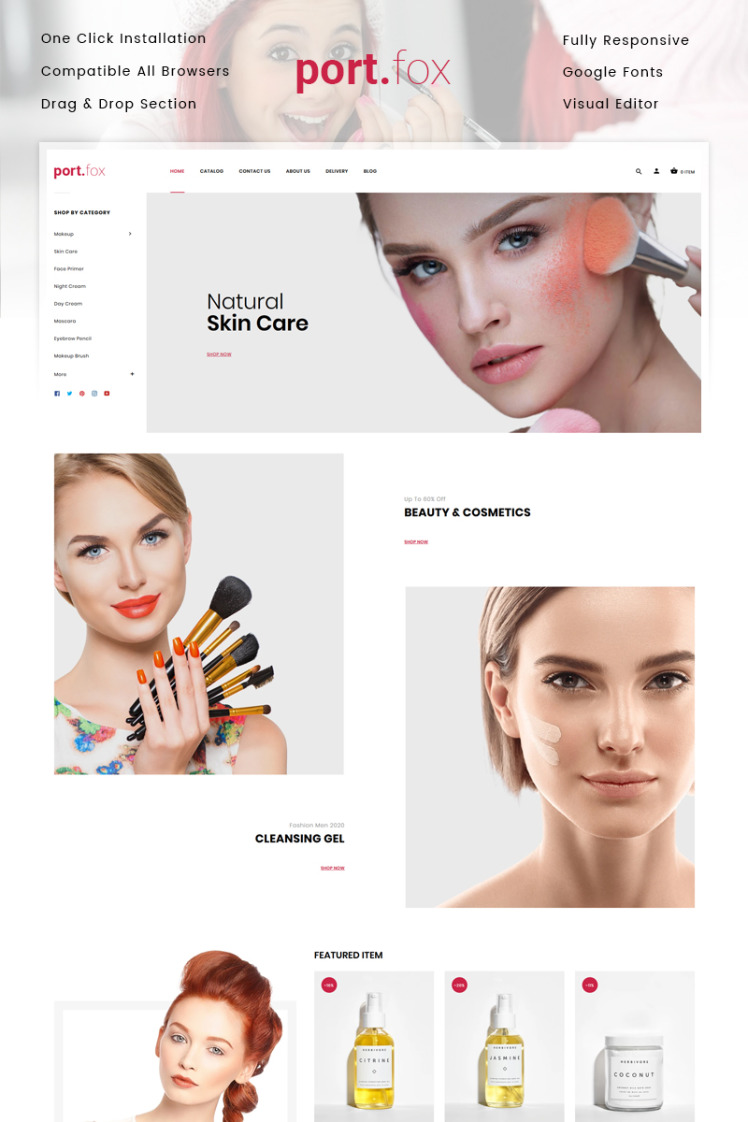 Portfox Cosmetics Store Shopify Theme