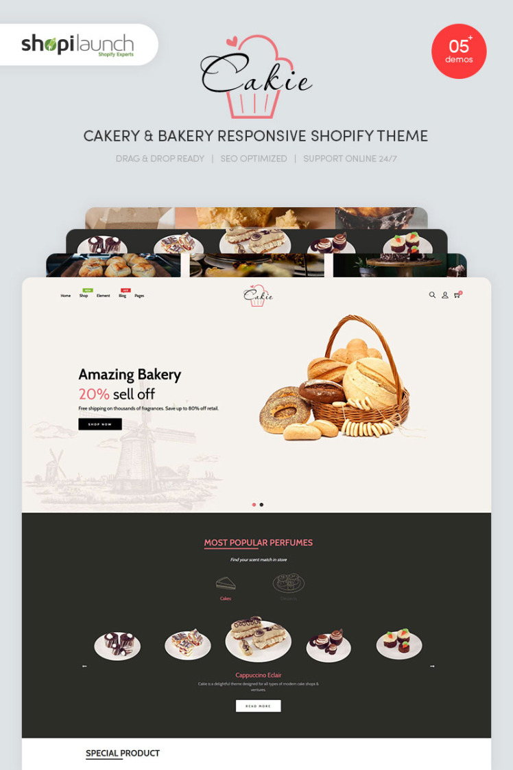 Cakie Cakery Bakery Responsive Shopify Theme #98743