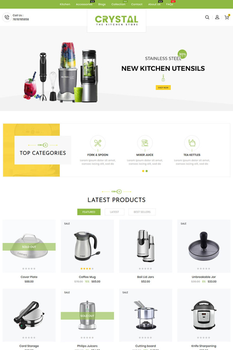 Crystal Kitchen Store Shopify Theme