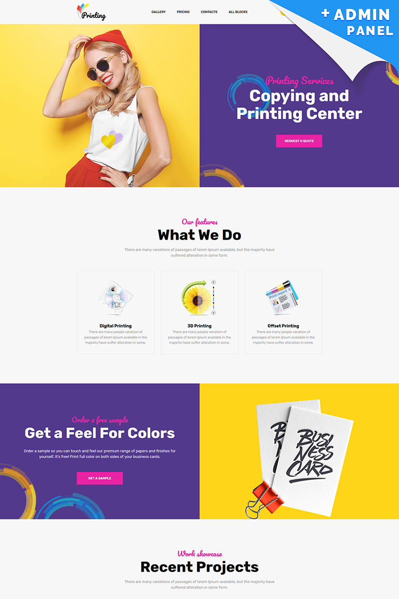 "Printing Company Landing Page Template" Landingspagina Template №74920
