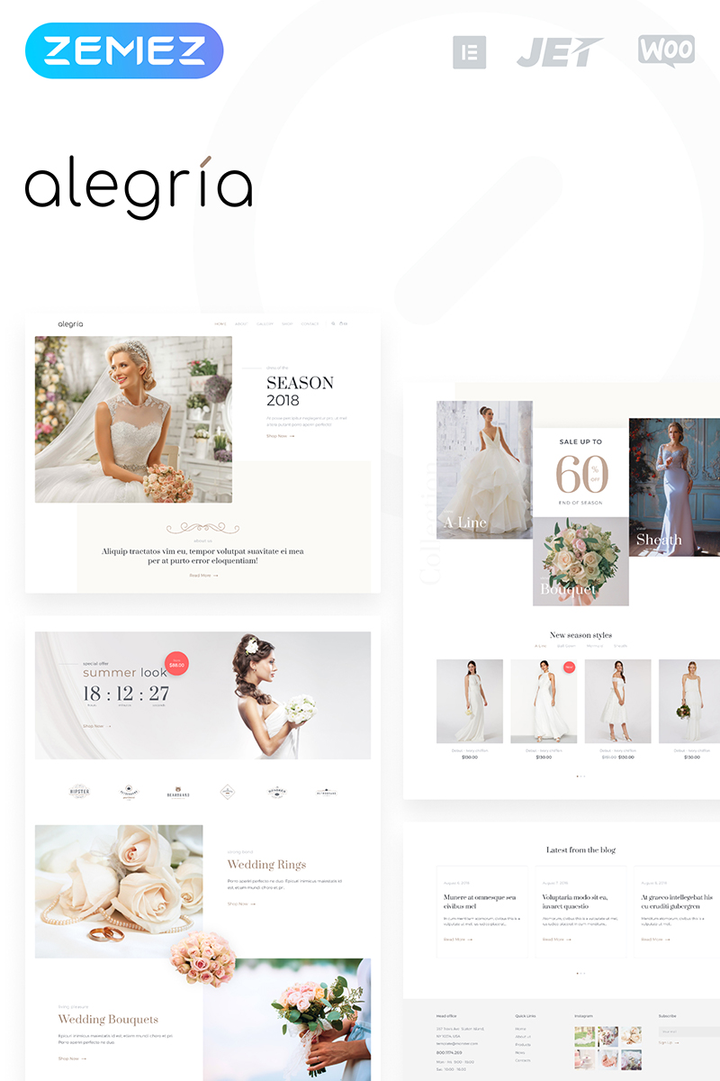 Responsive Alegria - Wedding Salon Elementor Woocommerce #74902 - Ekran resmi