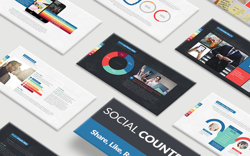 Social Counter PowerPoint template PowerPoint Template