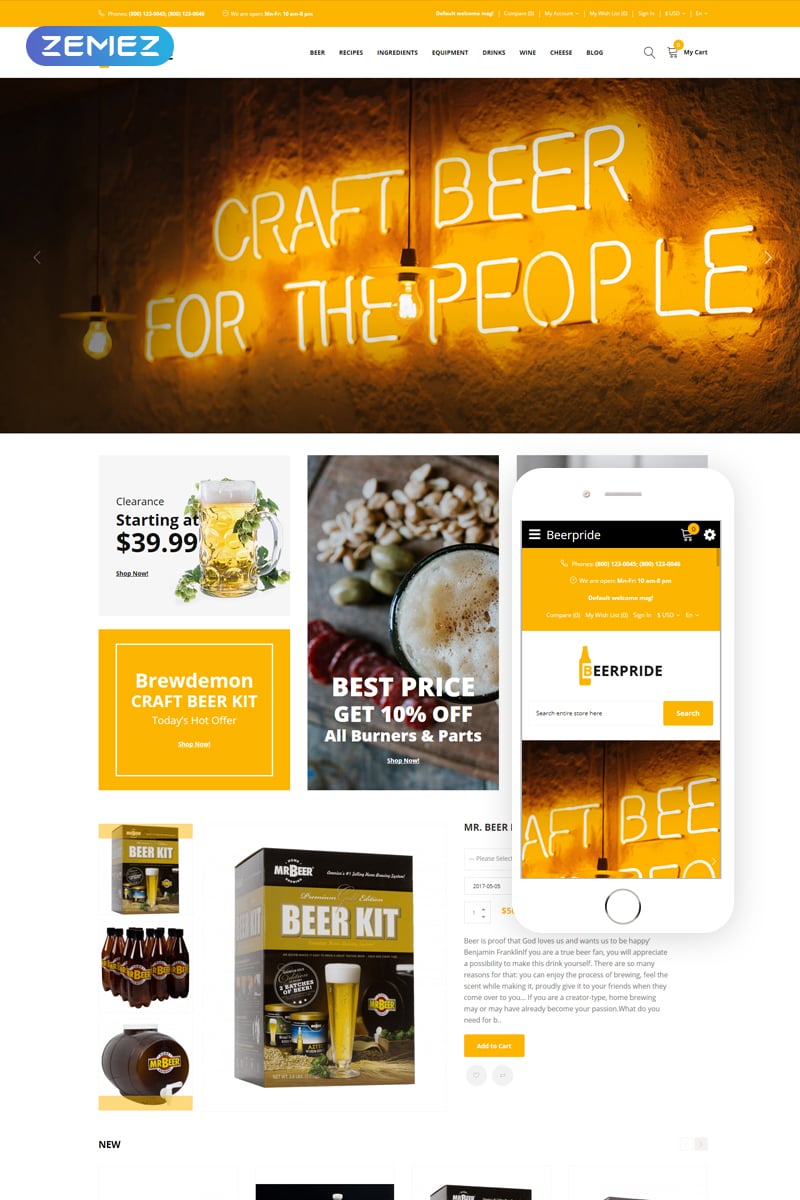 Beerpride - Homebrew Equipment & Supplies OpenCart Template