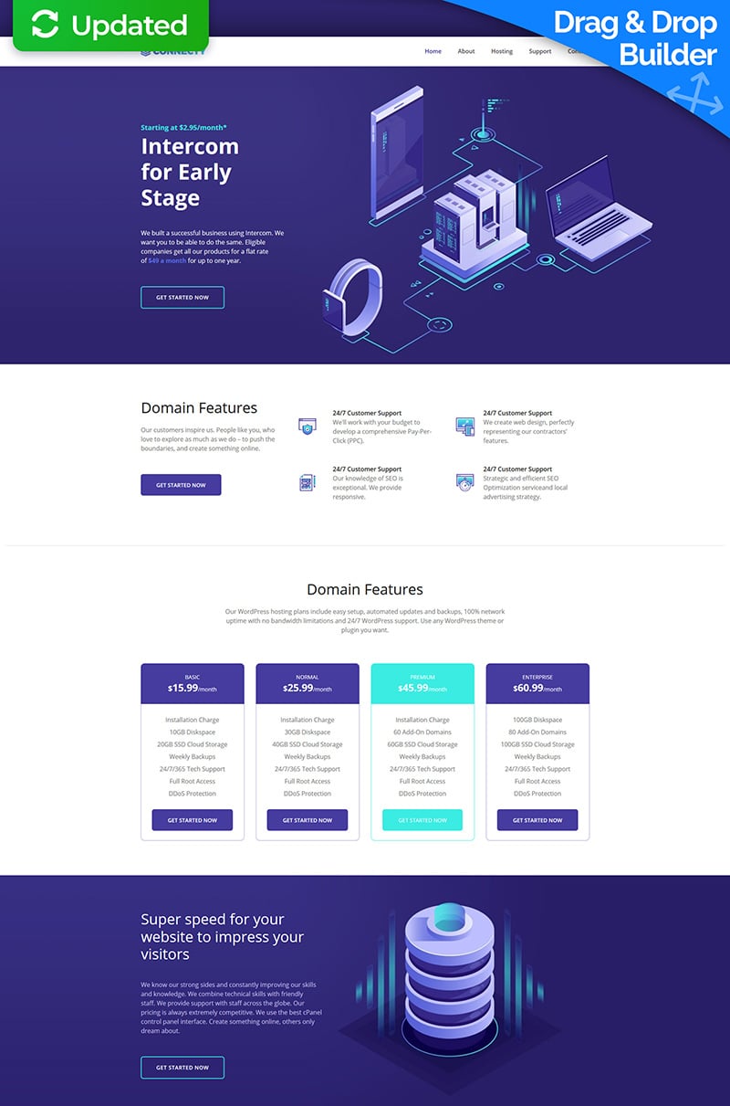Connecty - Hosting Moto CMS 3 Template