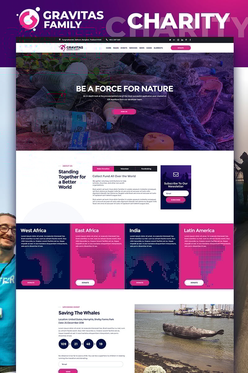 Landing Page Template namens "Gravitas - Charity MotoCMS 3" #75187