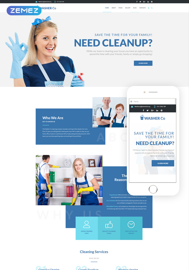 Washer Co Cleaning Services Joomla Template 75191