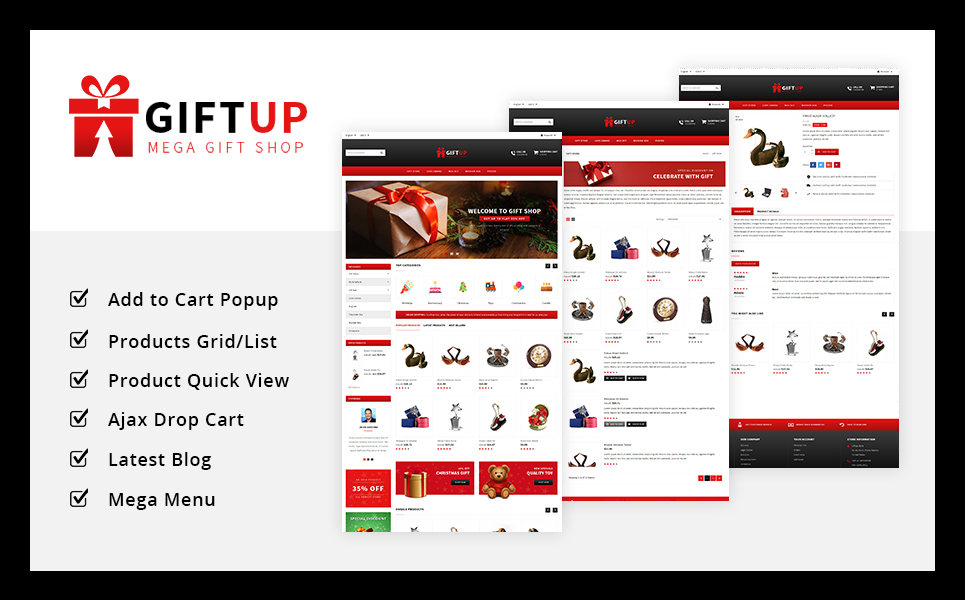 "GiftUp -Gift shop" - адаптивний PrestaShop шаблон №75235 - скріншот