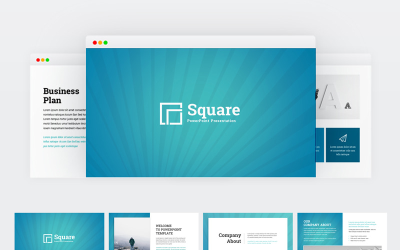 Square - Creative Modern Business Plan PowerPoint template PowerPoint Template