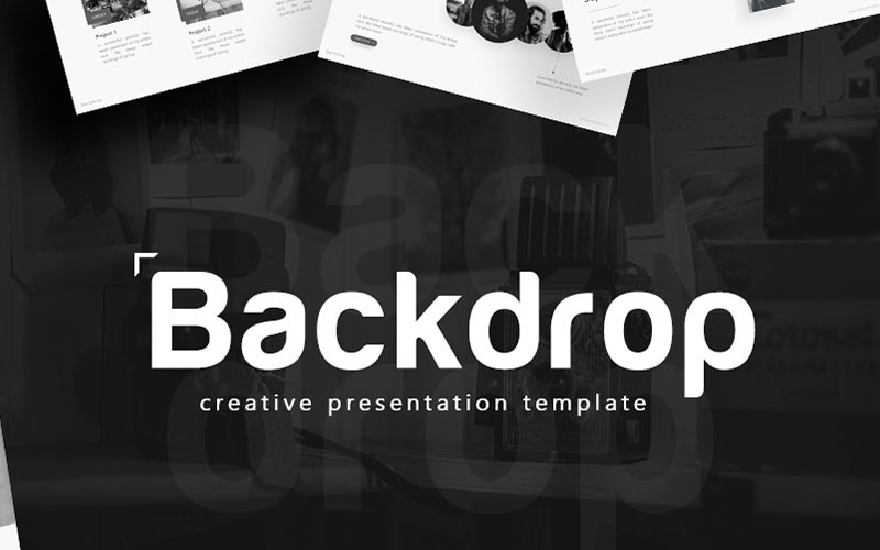Backdrop - Black and White PowerPoint template PowerPoint Template