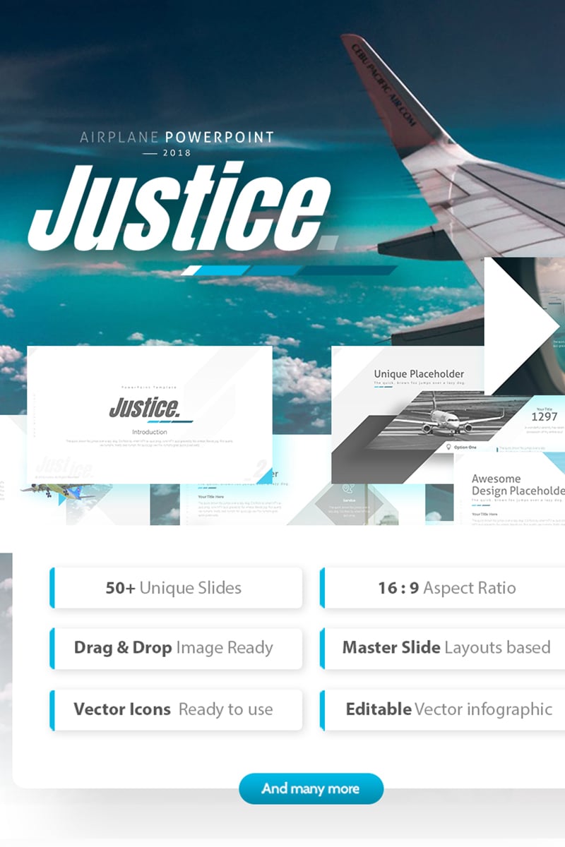 "Justice - Airplane Powerpoint Template" PowerPoint 模板 #75322 - 截图