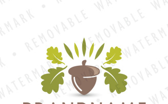 Leaf Crowned Acorn Logo Template