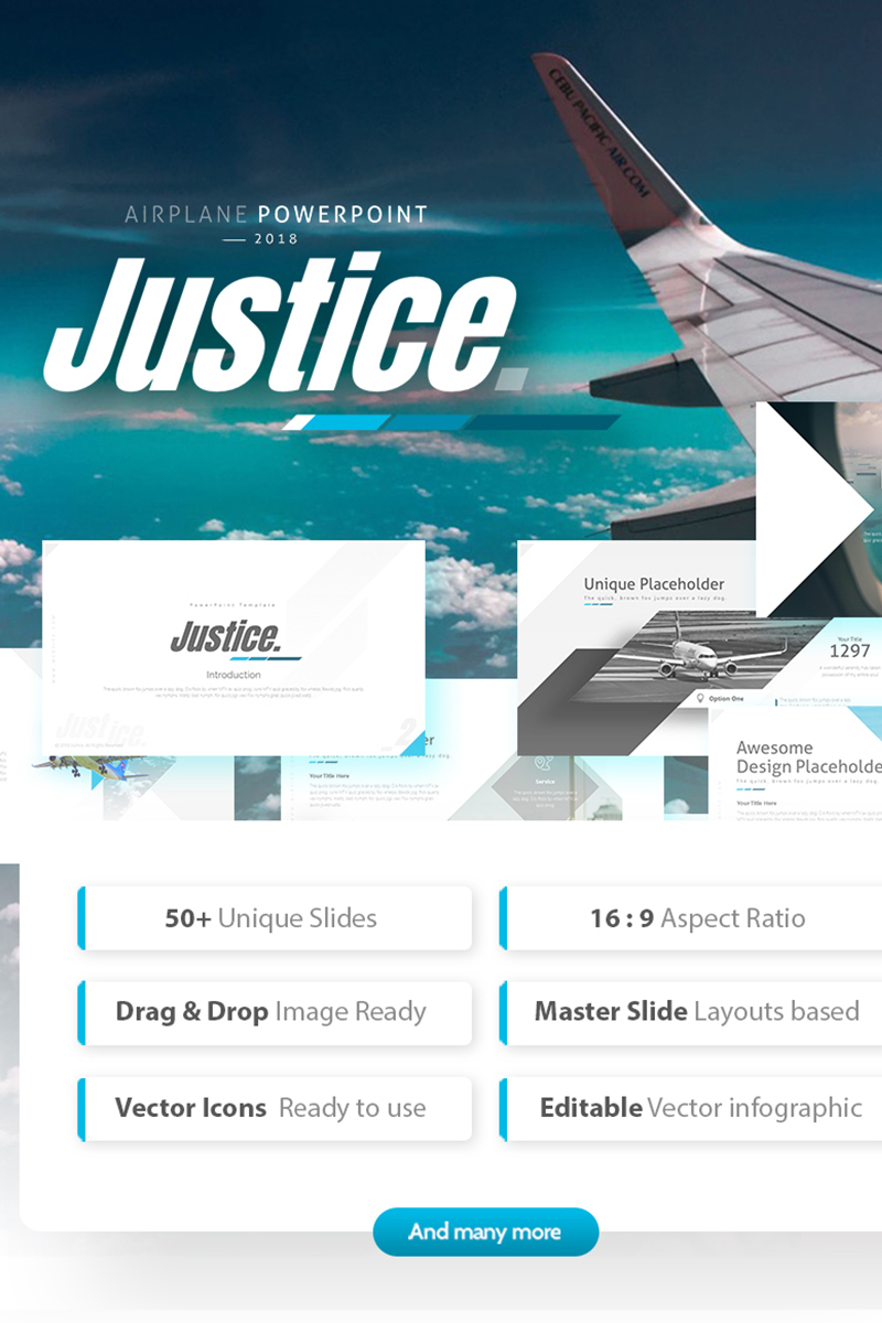 PowerPoint Vorlage namens "Justice - Airplane Powerpoint Template" #75322 - Screenshot