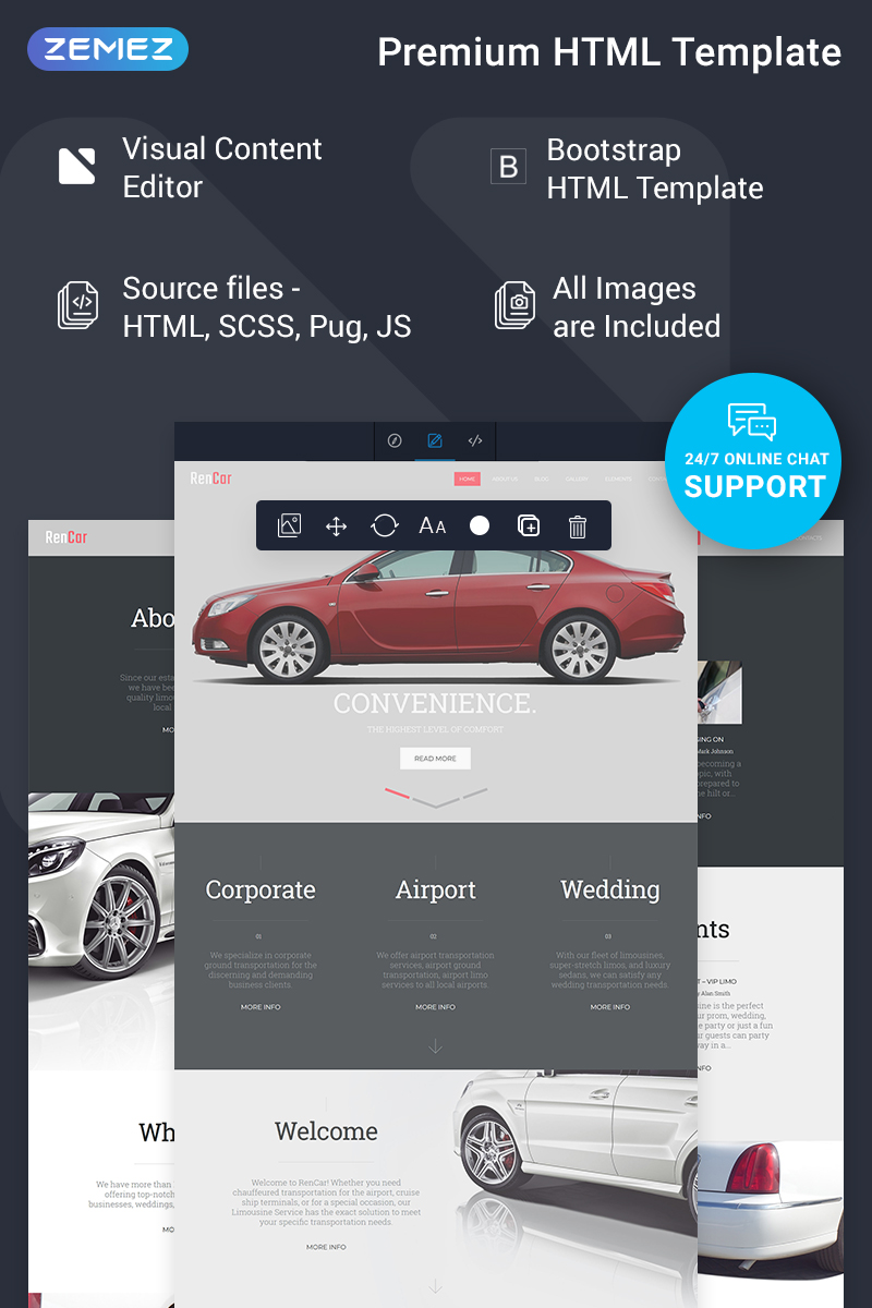 "RenCar - Automobile Ready-to-Use Minimal Novi HTML" modèle web adaptatif #75317