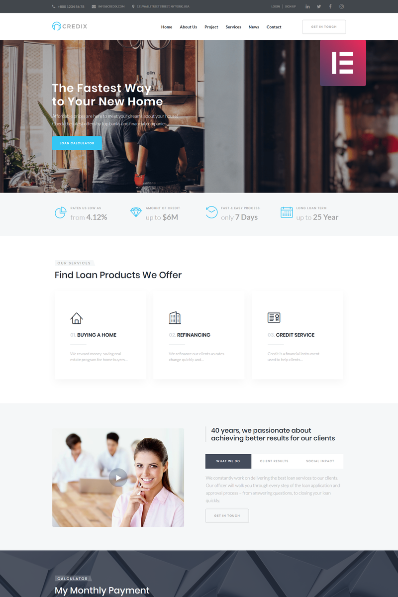 Responzivní WordPress motiv "Credix - Finance Multipurpose Minimal Elementor" #75304