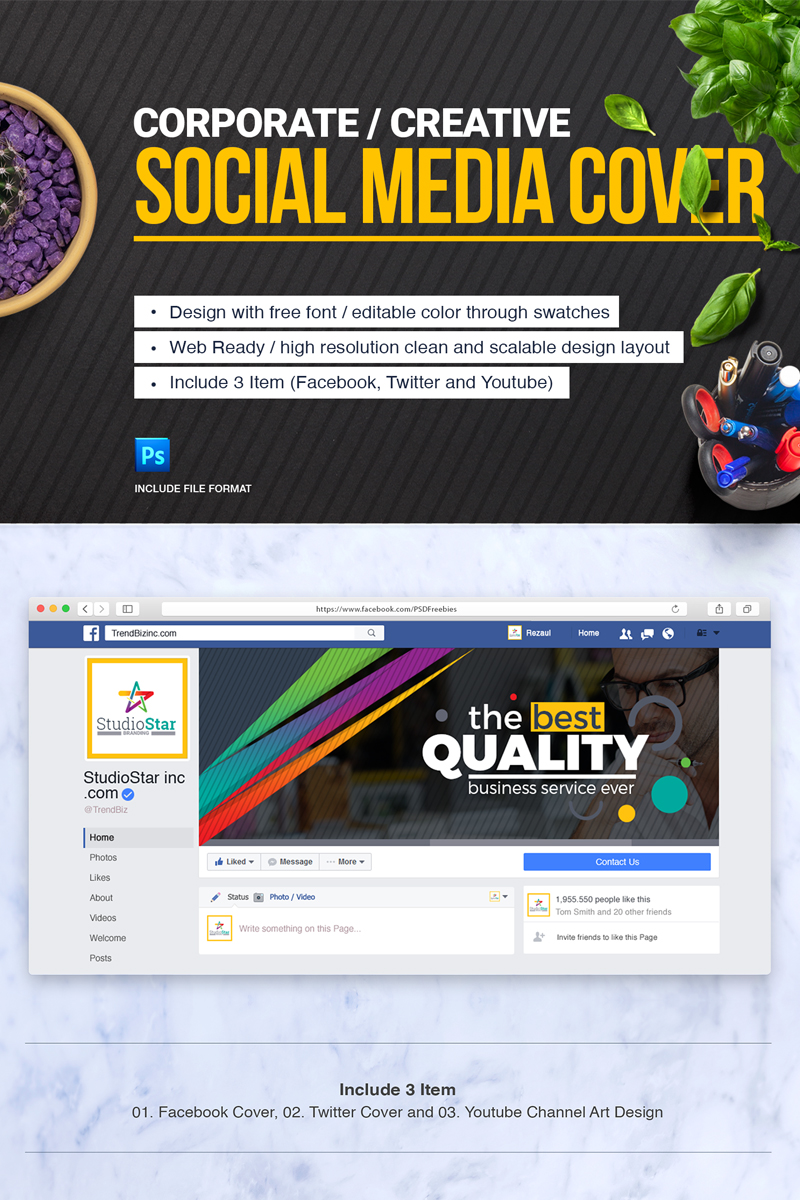 Cover Design (Facebook, Twitter and YouTube) №75474 - скриншот