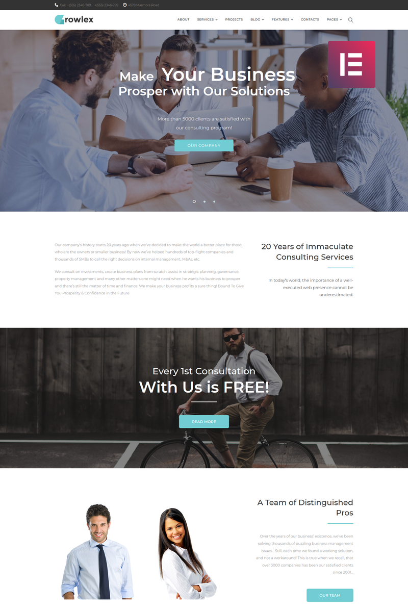 Responzivní WordPress motiv "Glowlex - Consulting Services Multipurpose Clean Elementor" #75408